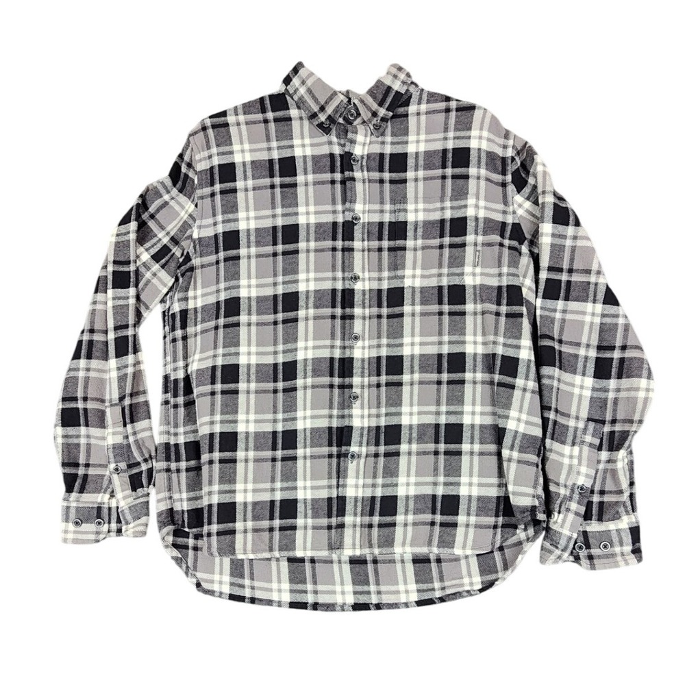 Eddie Bauer‎ Mens Flannel Shirt Long Sleeve Gray Plaid Outdoor Soft Size L